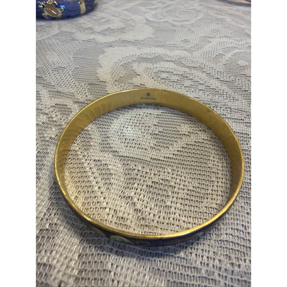 VTG ROBERT KUO Taiwan BRASS FLORAL CLOISONNE Boho Retro Simple Beauty